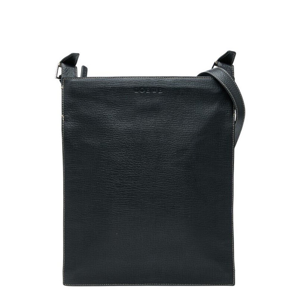 Loewe black textured leather logo shoulder bag slim silhouette